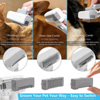 Washable dustbin and filter components of the premium imported pet vacuum grooming kit open for cleaning