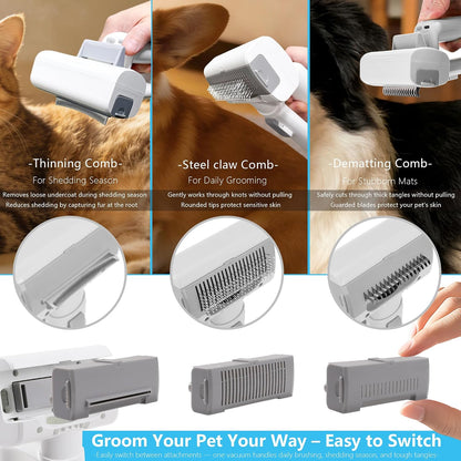 Washable dustbin and filter components of the premium imported pet vacuum grooming kit open for cleaning