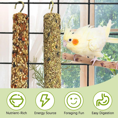 Educational diagram showing beak health benefits of chewing sticks