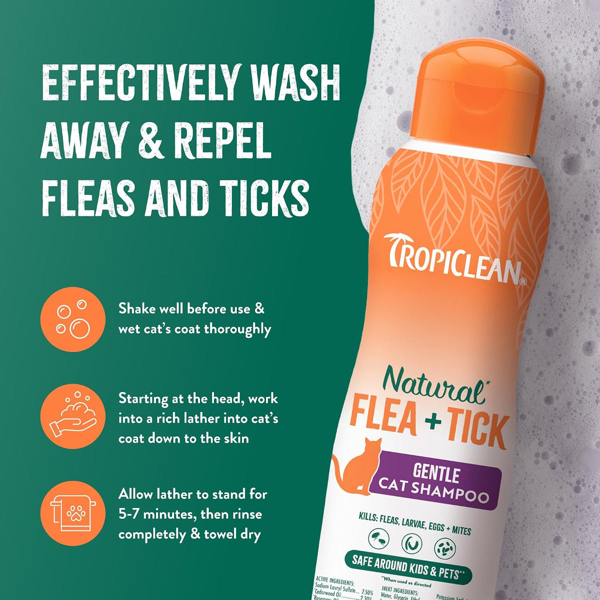 TropiClean essential oil feline flea control product close up