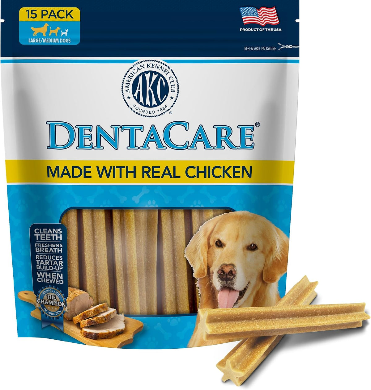 American Kennel Club Dentacare Large Breed Peanut Flavored Dental Dog Treats, Naturally Flavored, 15 Count - Image 9