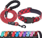 Ladoogo Reflective Dog Collar Padded with Soft Neoprene Breathable Adjustable Nylon Dog Collars for Small Medium Large Dogs (Medium (Pack of 1), Blue Collar+Leash) - Image 14
