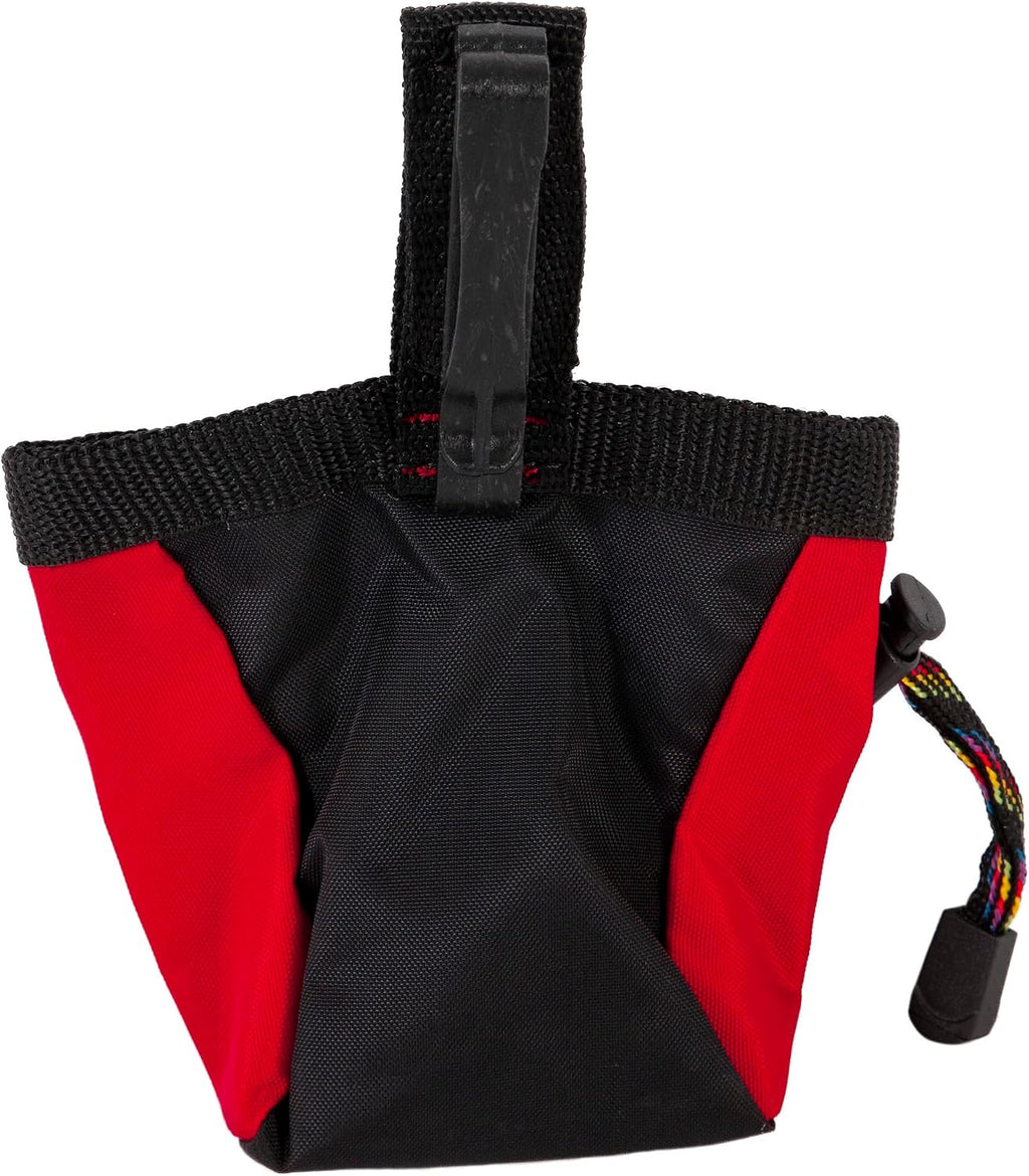 Side view of Chuckit! treat tote showing belt clip attachment