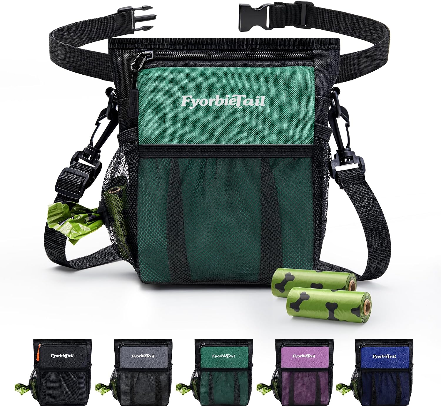Dog Treat Pouch, 4 Cup Waterproof Dog Training Bag, Hands-Free 3 Ways to Wear, Magnetic Closure, Multi-Pocket, with 2 Rolls Poop Bags (Black) - Image 12