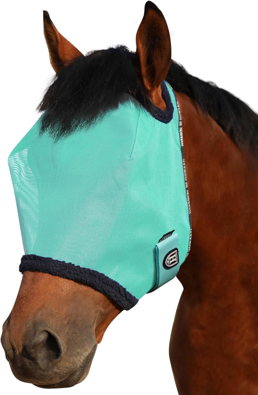Harrison Howard All Round Mesh Horse Fly Mask UV Protective with Fleece Padded Edging Magenta L - Image 14
