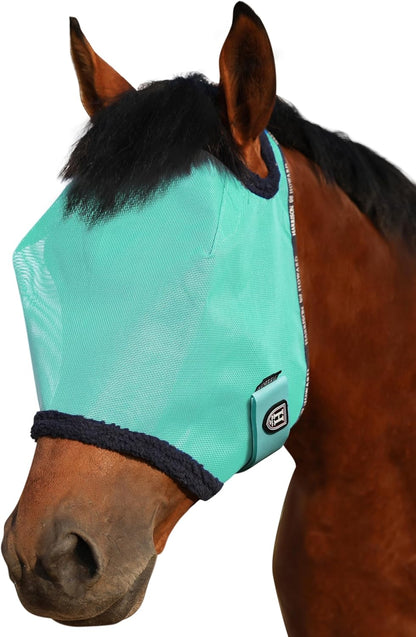 Harrison Howard All Round Mesh Horse Fly Mask UV Protective with Fleece Padded Edging Magenta L - Image 14