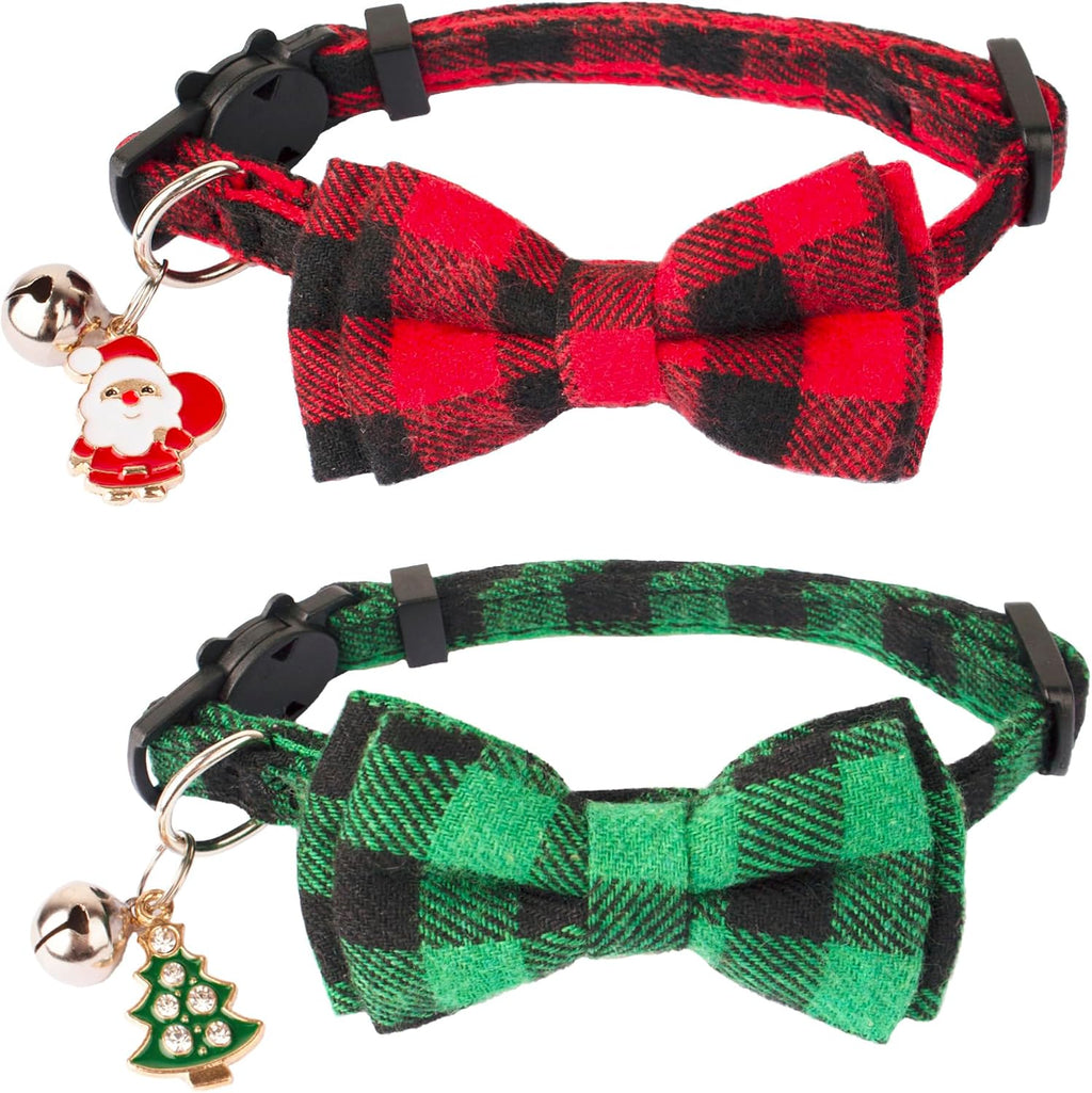 Boy Cat Collar Breakaway with Bell, Blue Plaid Cat Shirt Collar - Image 12
