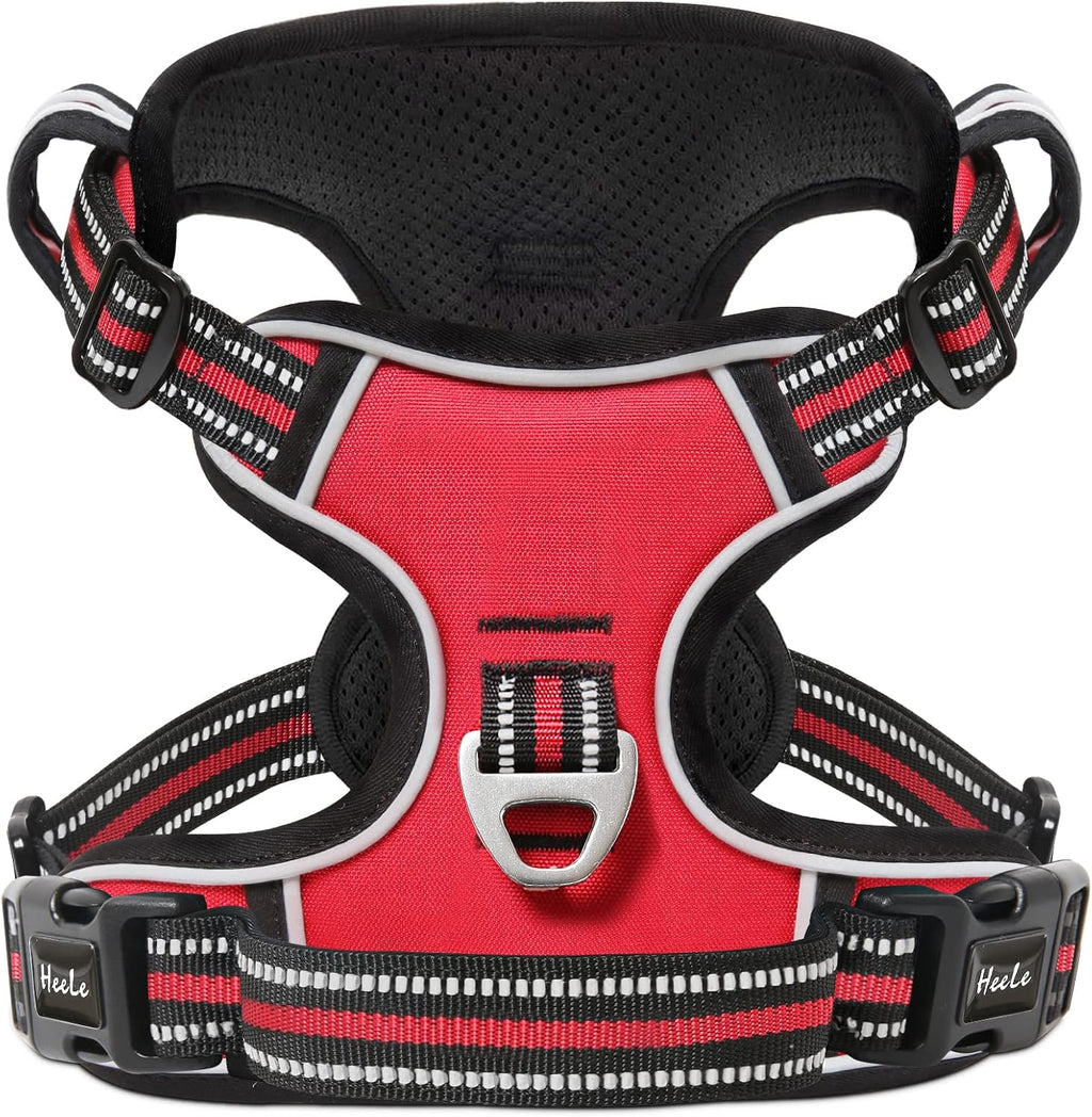 HEELE Dog Harness, No Pull Adjustable Padded Reflective Harness for Small Medium Large Dogs with Handle for Walking Training, Flower-Pink, M - Image 10