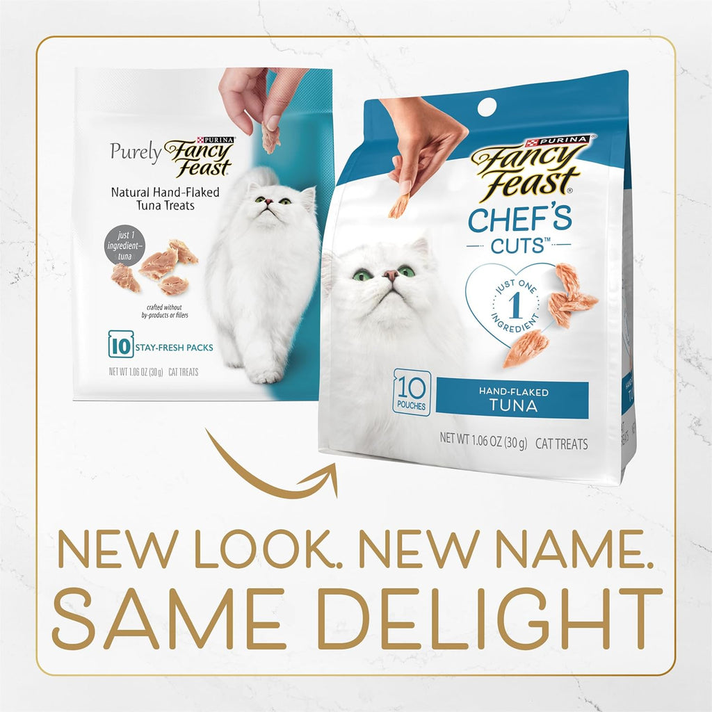 Fancy Feast tuna cat treats packaging showing 1.06 Ounce pouches