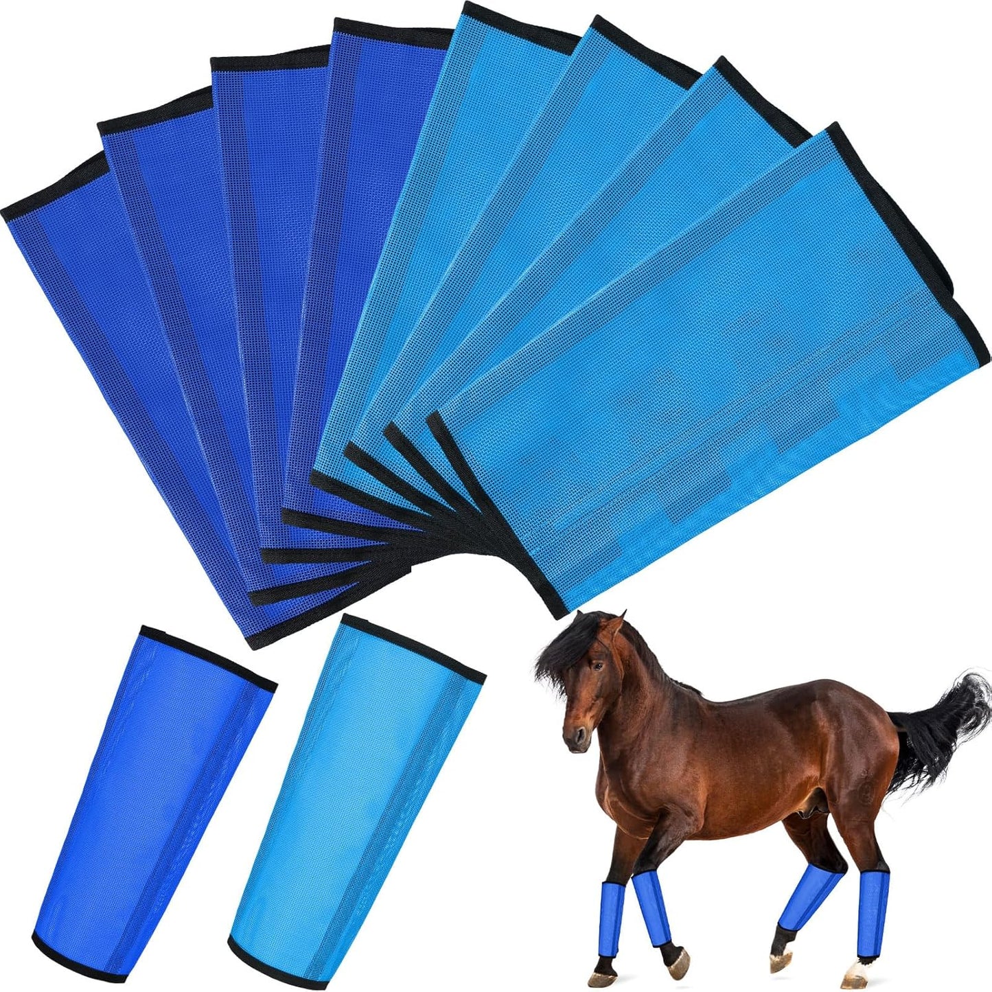8 Pcs Horse Fly Boots UV-Protective Mesh Ventilated, Fly Boots for Protecting Horse Legs & Stomp-reducing from Insect Bites - Image 11
