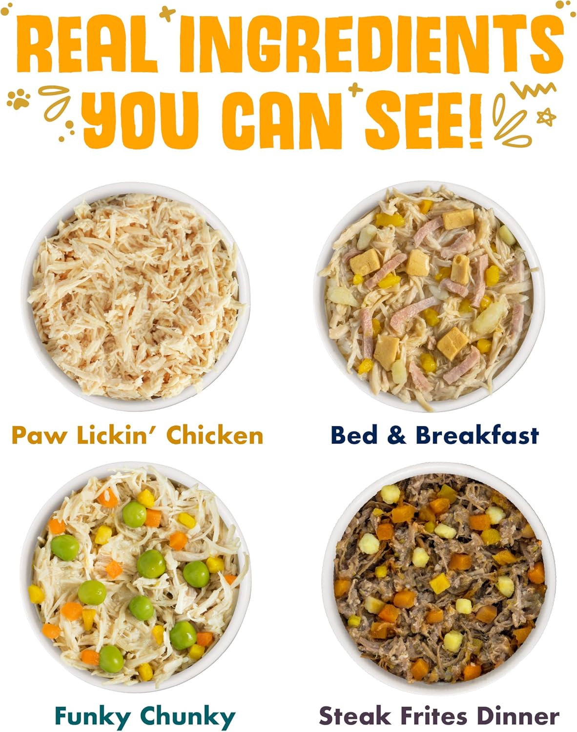 Weruva Steak Frites canned dog food showing real premium beef and pumpkin recipe.