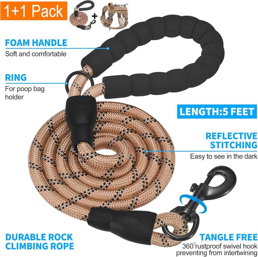 Beebiepet brown tactical harness showing anti lost ID tag detail
