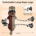 Auburn canvas donkey dog toy with dual interactive ropes