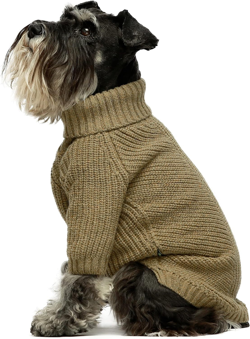 Fitwarm thermal knitted dog sweater front view cozy sage green winter coat for small dogs