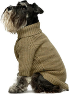 Fitwarm thermal knitted dog sweater front view cozy sage green winter coat for small dogs
