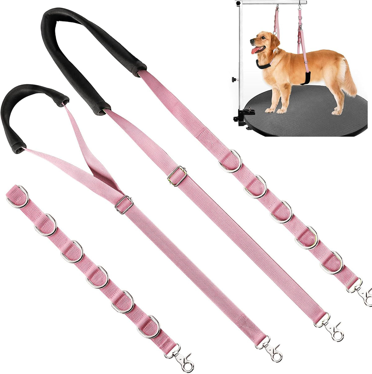 Dog Grooming Belly Strap - Dog Grooming Loops for Table Arm Extender with Clamp Extension Loop Bathing Restraint Leash No Sit Haunch Holder for Small & Medium Dogs Hair Cutting Washing (Purple) - Image 9