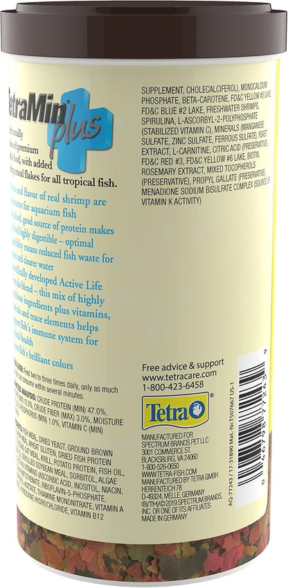 Back label showing ProCare immune support ingredients on TetraMin container.