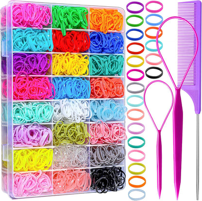 YGDZ Elastic Hair Bands 1500 piece kit showcase including organizer box