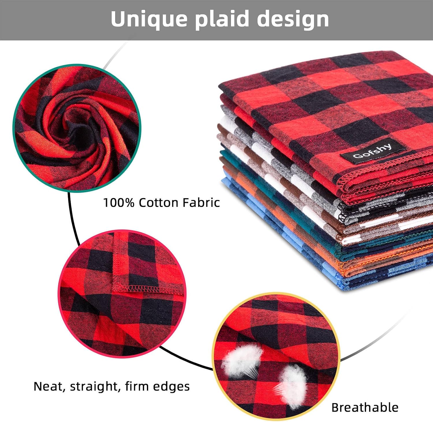 Gofshy adjustable pet bib handkerchief displayed flat showing 18 inch square size