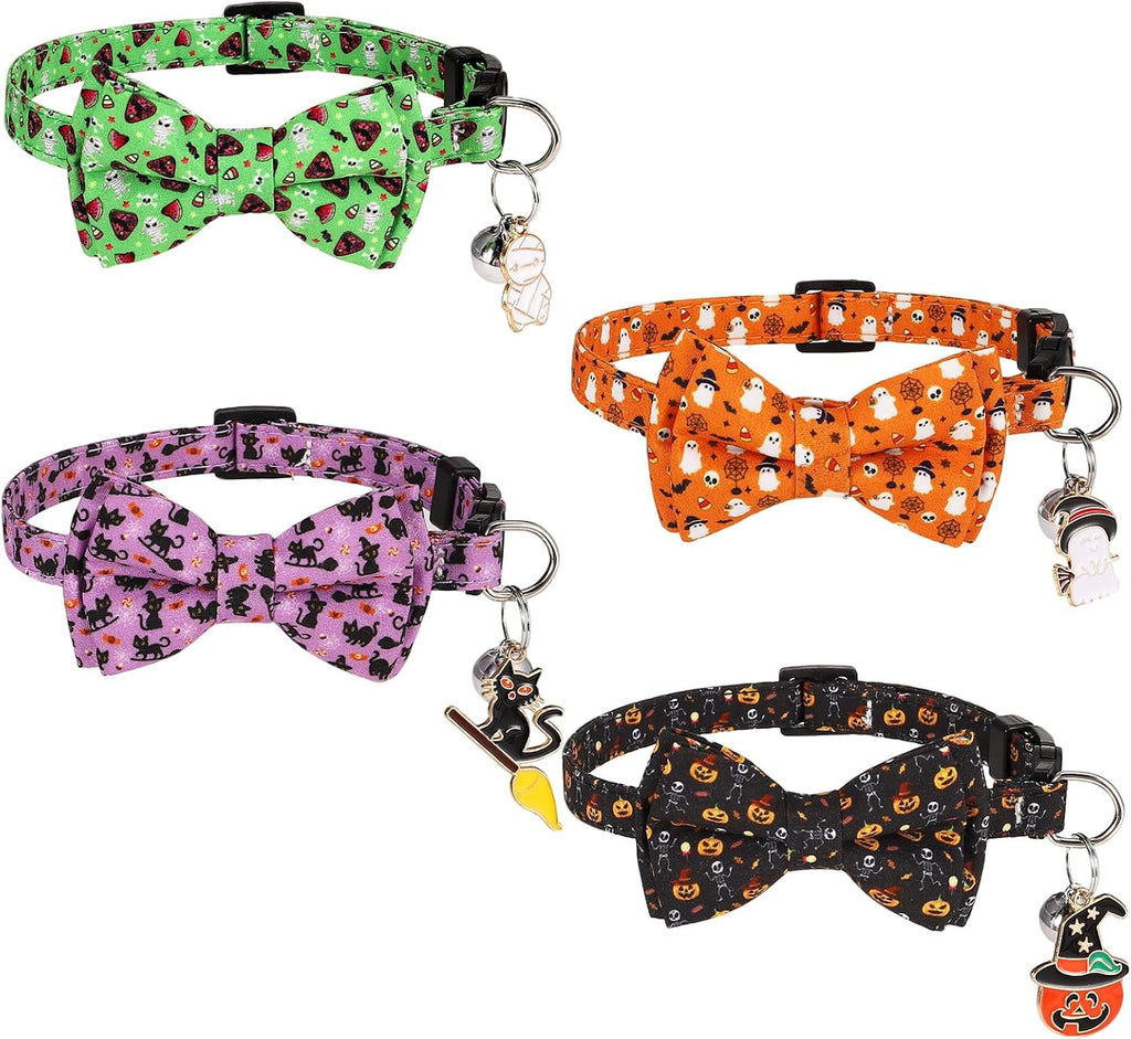 4 Pack Holiday Cat Collars with Bow Tie Halloween Cat Collar Breakaway - Image 13