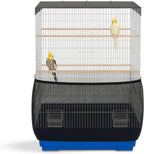 Adjustable elastic top and bottom band of bird cage seed catcher