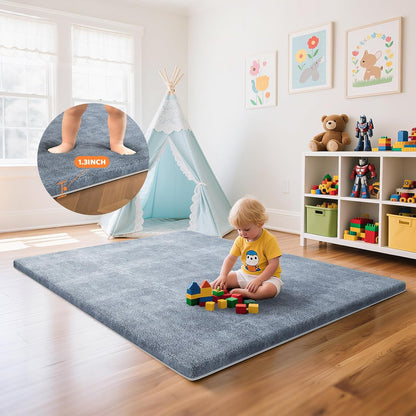 Omzer baby play mat grey soft memory foam crawling pad