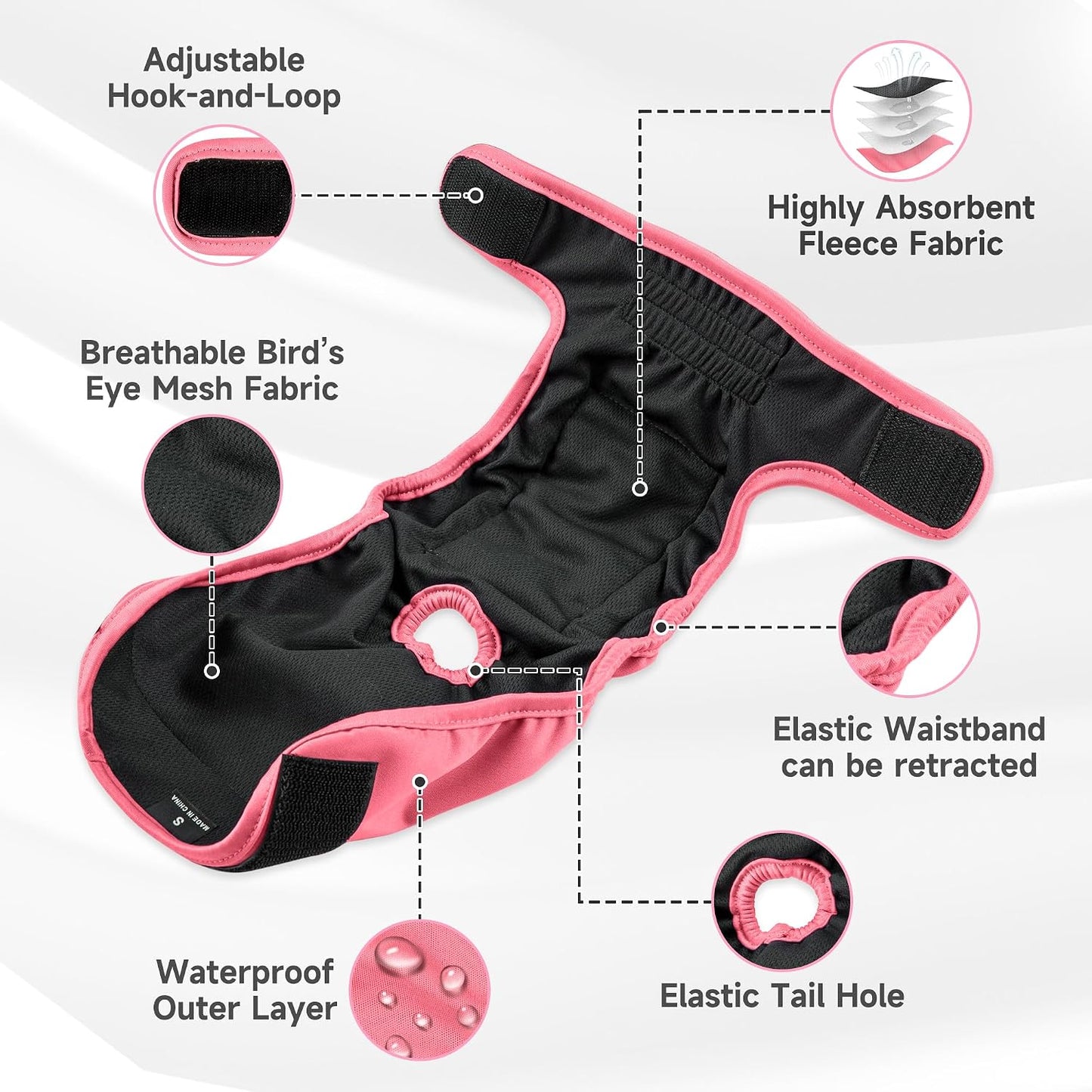 Paw Legend X-Small female dog diaper showing adjustable hook and loop closures