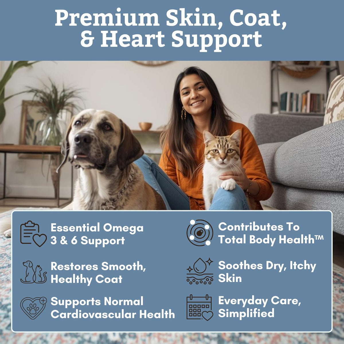 USA-imported pure wild salmon oil liquid food topper for pet skin and coat health.
