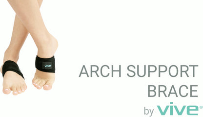 Packaging of Vive arch support brace pair for flat feet and heel pain relief.