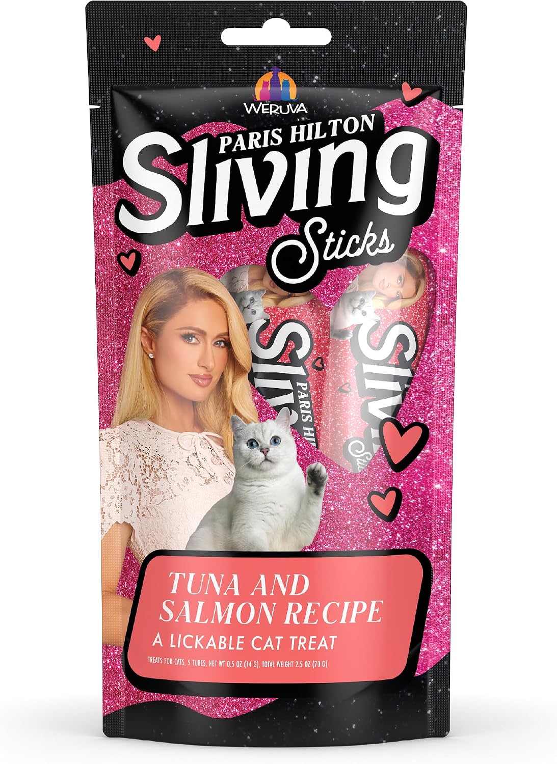 Serving suggestion of Weruva Sliving Sticks chicken puree on a plate