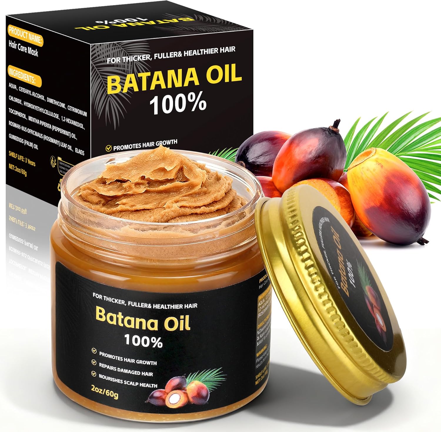 BritishVita Raw Batana Oil jar front view for hair growth and thickness.