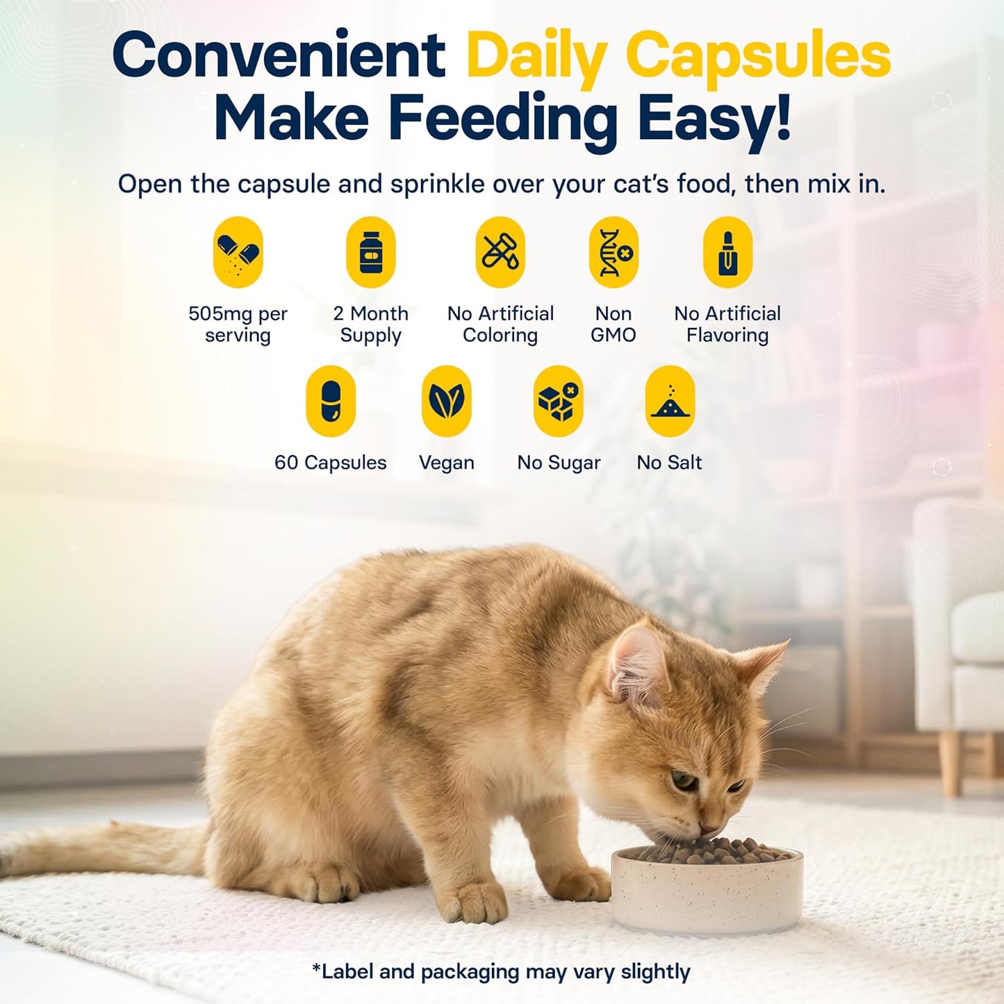 Medsmehappy FiberSyl cat fiber supplements capsule bottle labels detailing the natural psyllium husk ingredients.