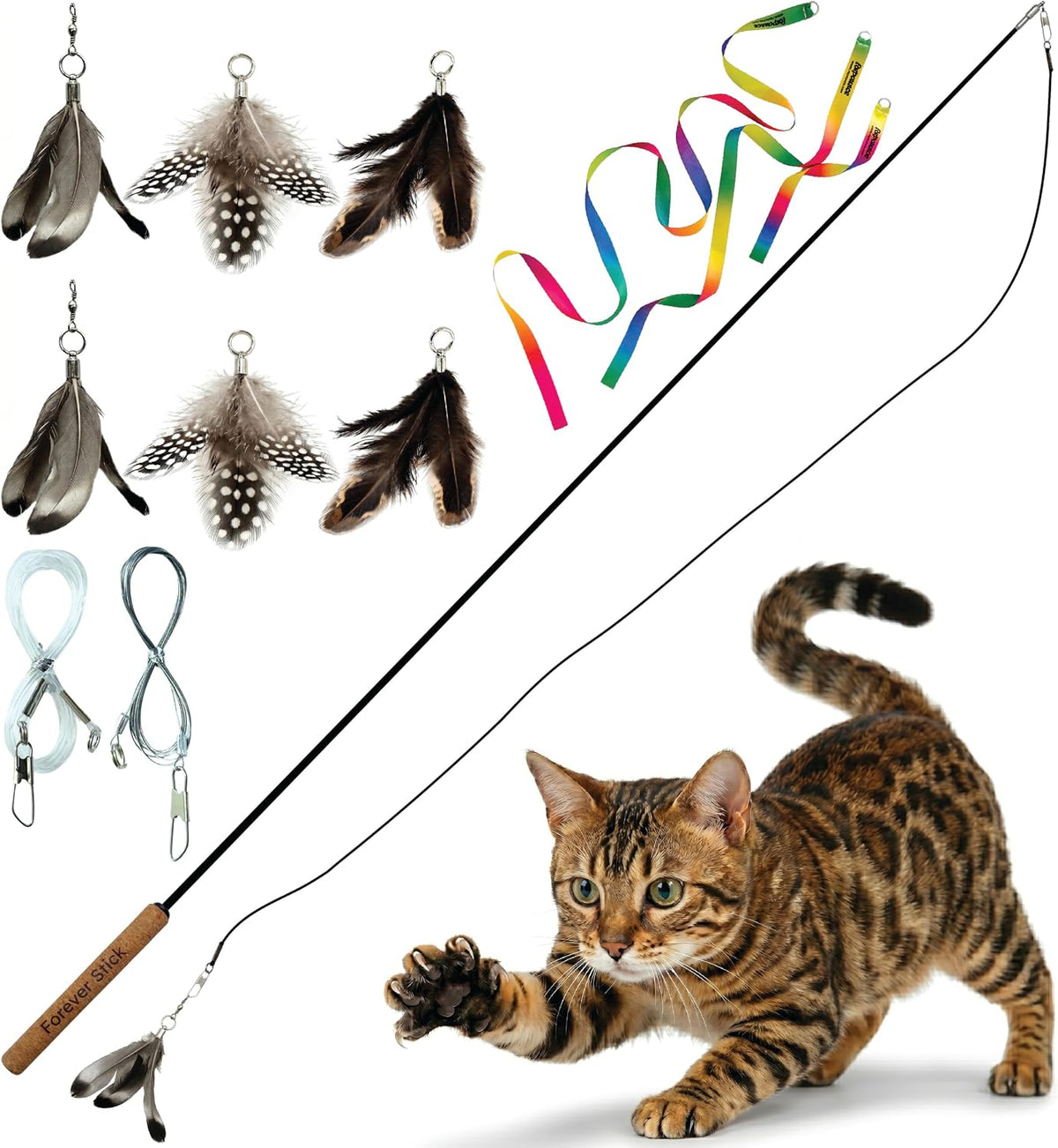 Forever Stick - The Unbreakable Cat Wand Toy, Durable Cat Toy Wand, Extra Long Cat String Toy, Cat Fishing Pole Toy for Bored Indoor Adult Cats, Cat Stick Toy, Cat Feather Wand, Cat Teaser Wand - Image 10