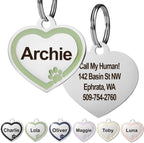 GoTags Stainless Steel Pet ID Bone Round and Heart Shaped Tags with Enamel Paw Design, Personalized Dog and Cat Tags, up to 5 Lines of Custom Text, Engraved on Both Sides (Sage, Regular Bone) - Image 11