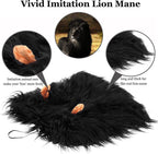 Adjustable elastic drawstring closure details on the pet lion wig
