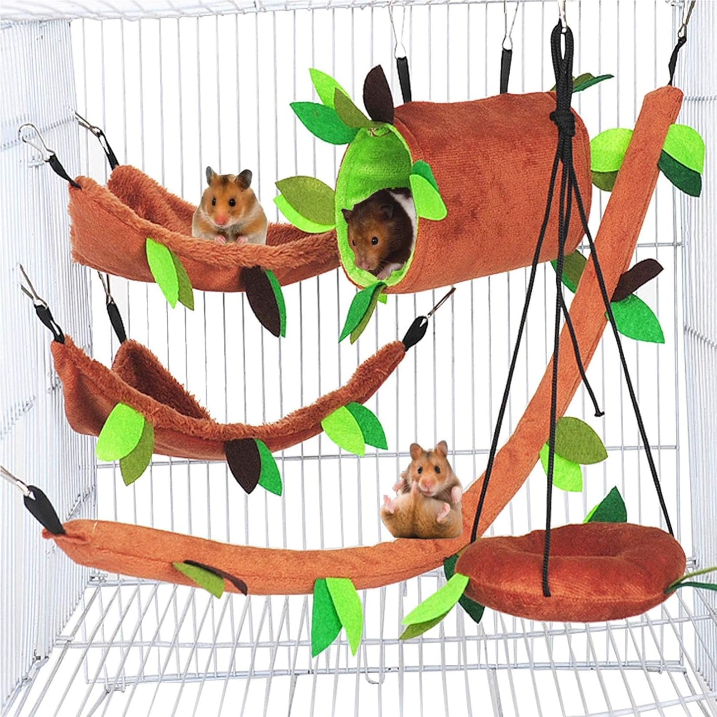 Hamiledyi 5 piece hamster hammock jungle set front view