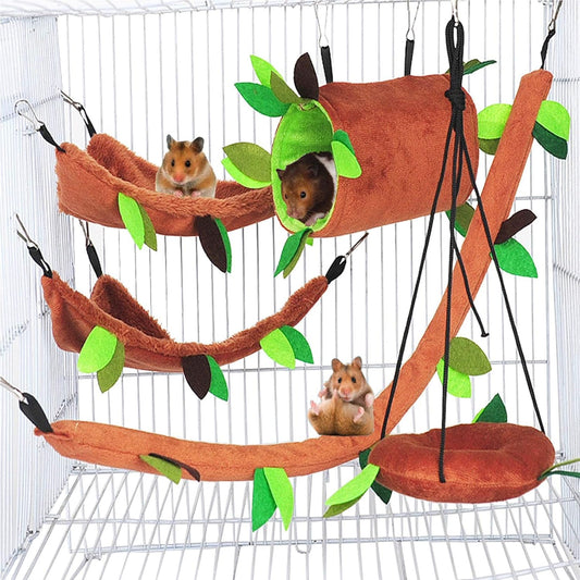 Hamiledyi 5 piece hamster hammock jungle set front view