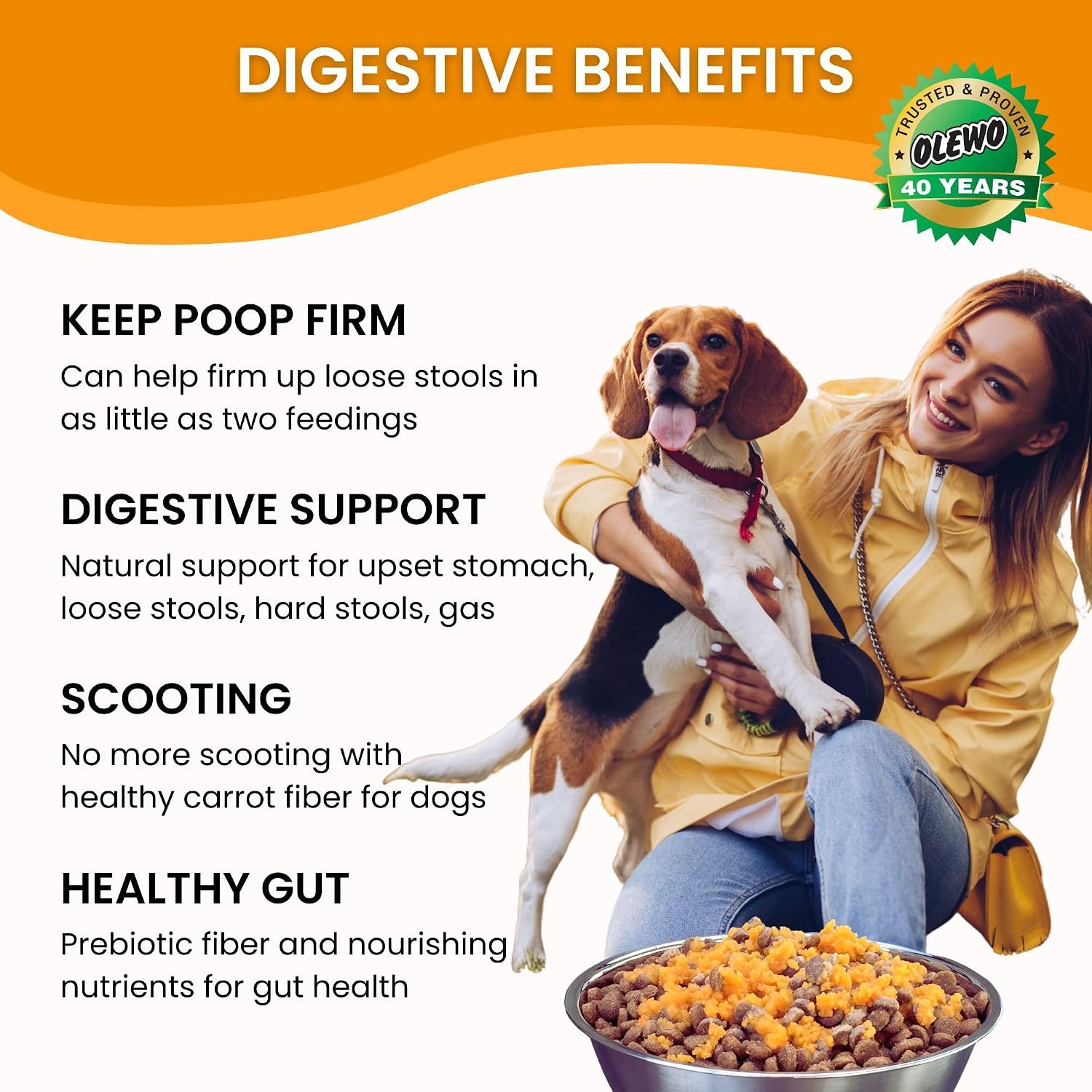 Instructions diagram for rehydrating Olewo dog food supplement