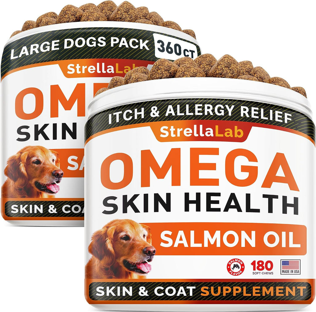 StrellaLab Omega 3 for Dogs - (180Ct) Fish Oil Treats - Allergy & Itch Relief Skin & Coat Supplement - Dry Itchy Skin, Anti Shedding & Hot Spots Treatment - Pet Salmon Oil Chews - Chicken Flavor - Image 12