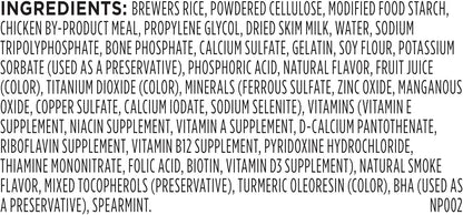 Milk-Bone brushing chews ingredients and daily feeding directions text panel