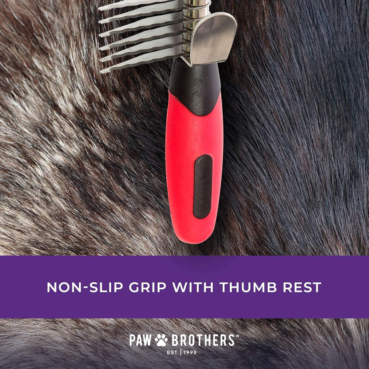 Close up of Paw Brothers professional grooming tool comfort grip handle