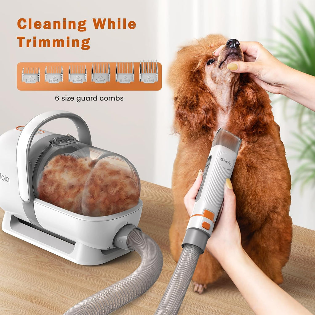 Kakipi professional dog vacuum kit being used to deshed thick canine fur