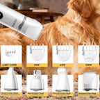 JIUWIIL cordless pet shaver being used for grooming dog paw pads safely