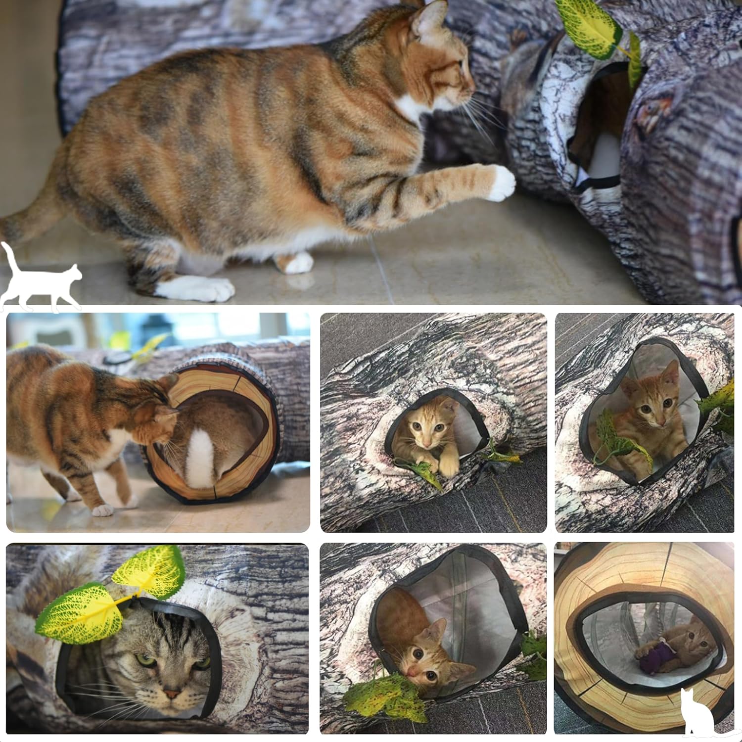 Collapsible indoor kitten tube toy showing high strength steel frame