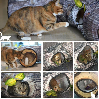 Collapsible indoor kitten tube toy showing high strength steel frame