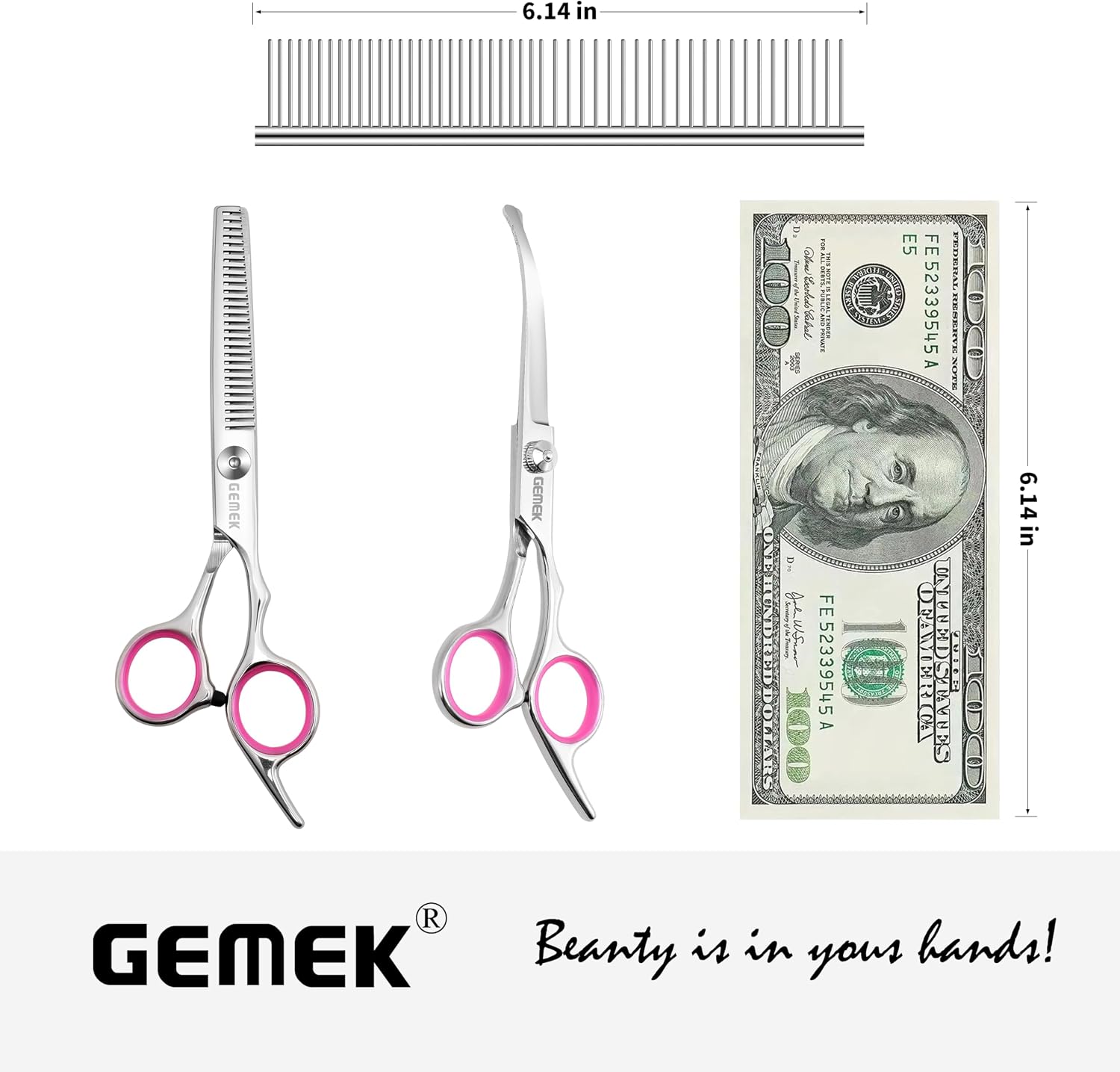 Premium metal pet detangling comb included in the professional grooming set