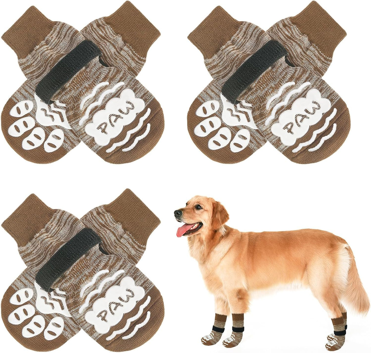 BEAUTYZOO Anti Slip Dog Socks for Small Medium Large Dogs with Grips Straps on Hardwood Floor Protection Wear, Traction Control 3 Pairs Double Side Paw Protector to Prevent Licking for Girl or Boy - Image 11