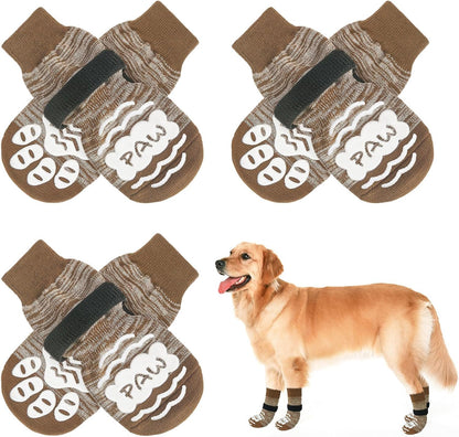 BEAUTYZOO Anti Slip Dog Socks for Small Medium Large Dogs with Grips Straps on Hardwood Floor Protection Wear, Traction Control 3 Pairs Double Side Paw Protector to Prevent Licking for Girl or Boy - Image 11