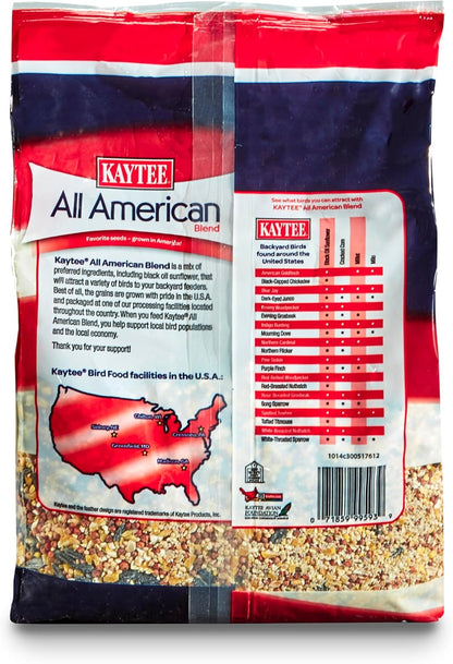 Kaytee bird food 5 pound bag in a garden setting