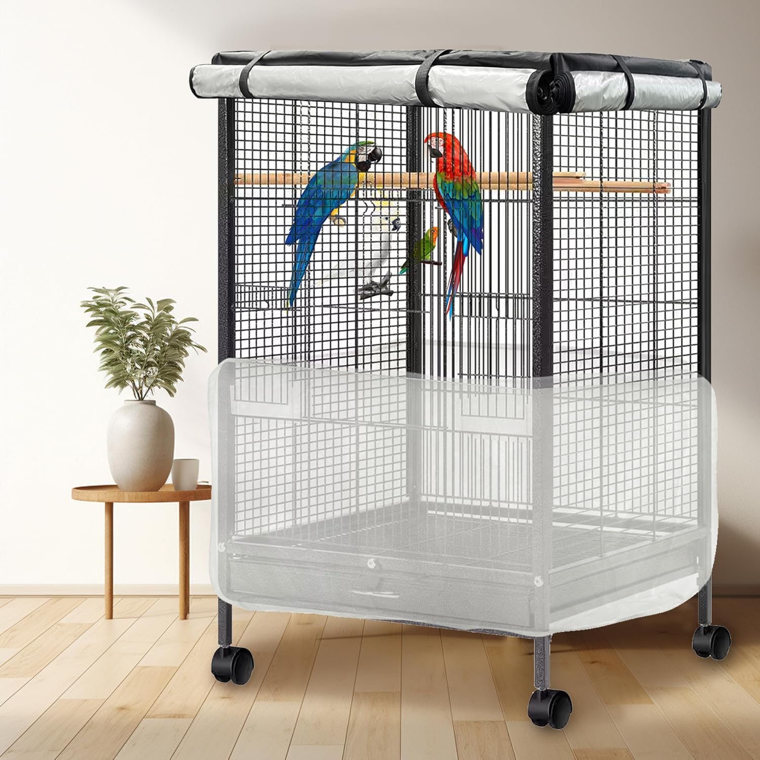 GeerDuo universal parrot cage cover zipper closures and front flap